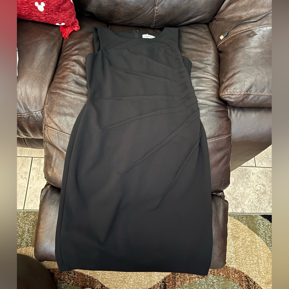 Calvin Klein Black Sleeveless Sheath Midi Dress